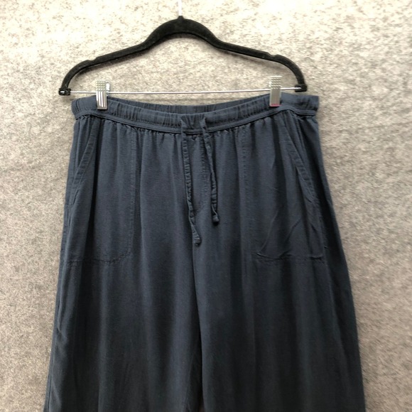 Splendid Linen Blend Crop Pants Womens L Navy Wide Leg High Rise Pull On - Picture 6 of 10